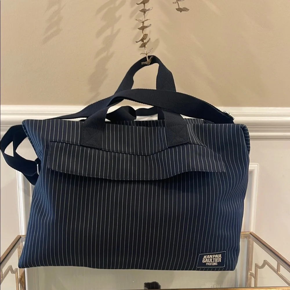 Jean Paul Gaultier Navy and White Duffel Bag